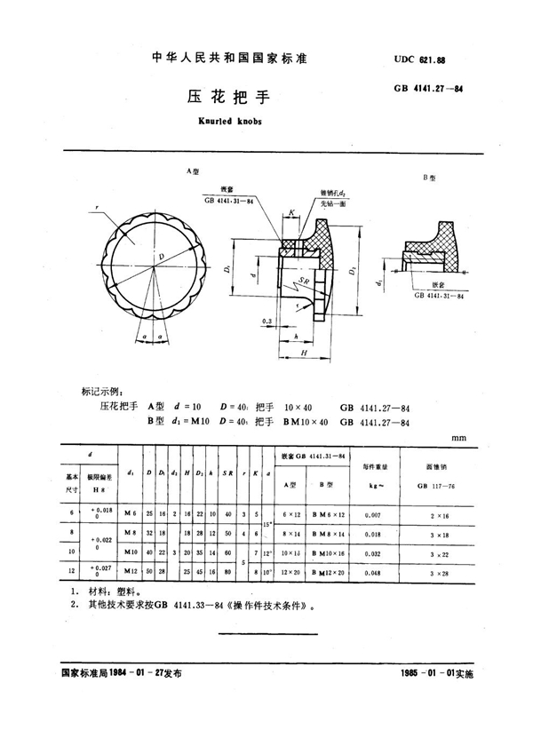 GB 4141.27-1984 压花把手