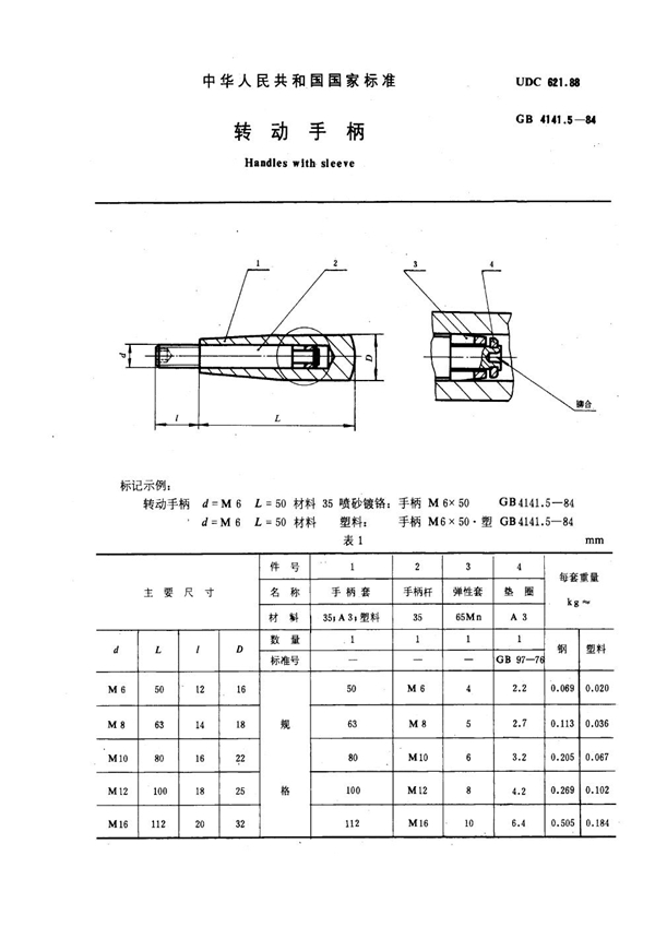GB 4141.5-1984 转动手柄