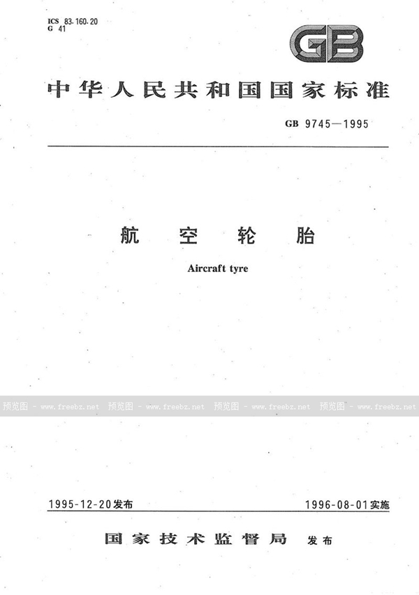 GB 9745-1995 航空轮胎