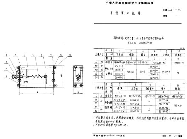 HB 3643-1985 平行簧片组件