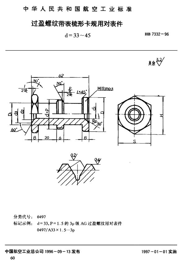 HB 7332-1996 过盈螺纹带表梳形卡规 对表件