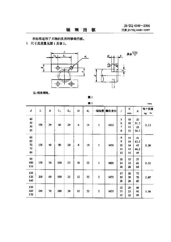 JB/ZQ 4348-2006 轴端挡板