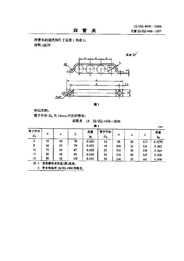 JB/ZQ 4496-2006 四管夹