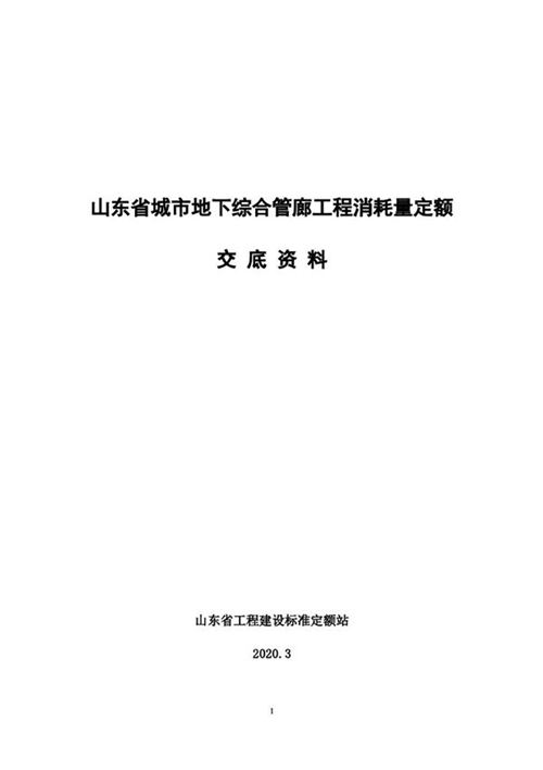 山东省城市地下综合管廊工程消耗量定额交底资料