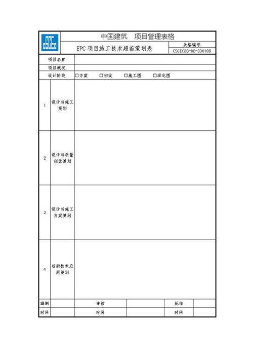 EPC项目施工技术超前策划表