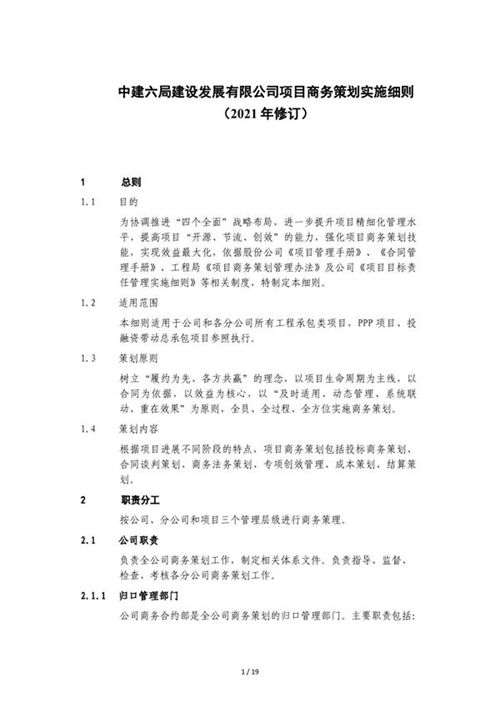 中建项目商务策划实施细则
