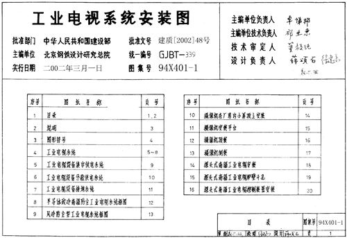 94X401-1 工业电视系统安装图 电气弱电图集