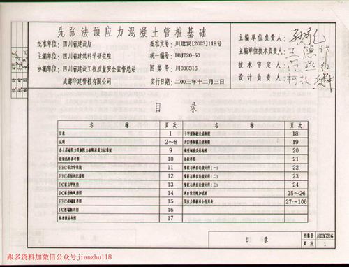 四川省 川03G316 先张法预应力混凝土管桩基础 前50页  地方规范图集