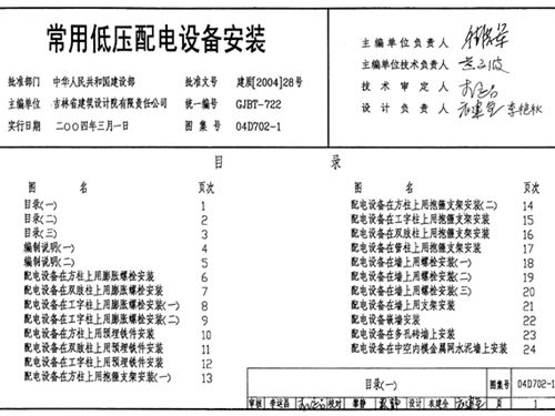 04D702-1图集常用低压配电设备安装图集