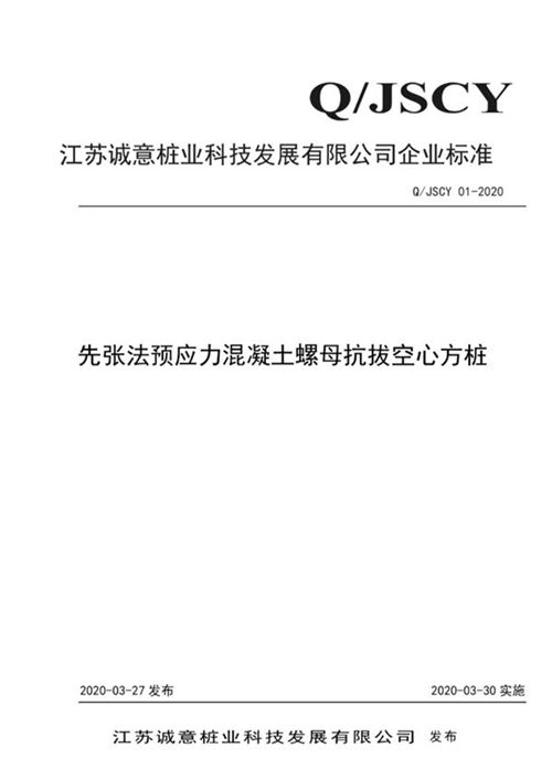 Q320305 JSCY01-2020先张法预应力混凝土螺母抗拔空心方桩