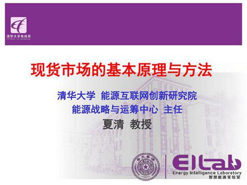 清华大学 现货市场的基本原理与方法