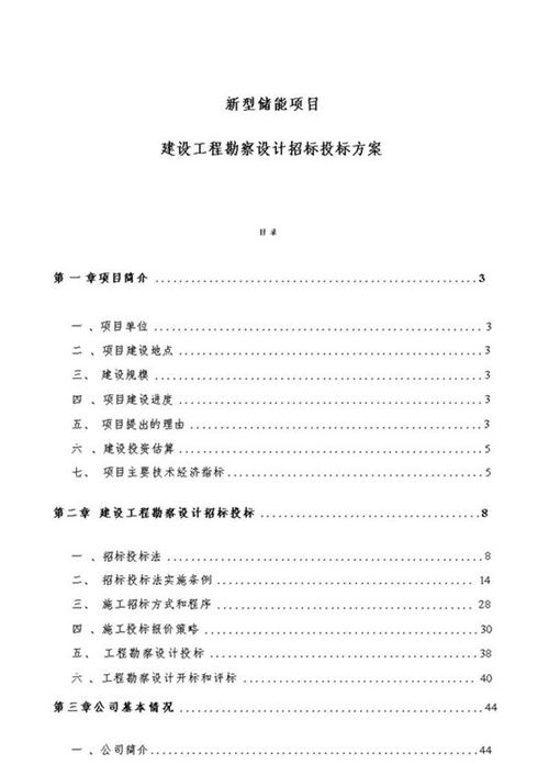 新型储能项目建设工程勘察设计招标投标方案