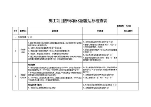 标准化配置达标检查表