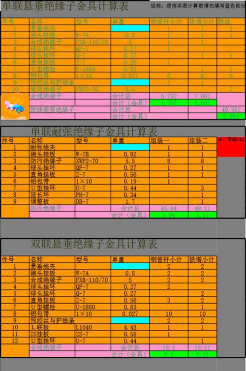 金具计算小软件(表格)