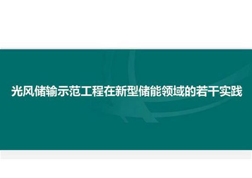 光风储输新型储能领域的实践培训课件