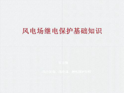 国家能源集团 风电整定计算实例培训