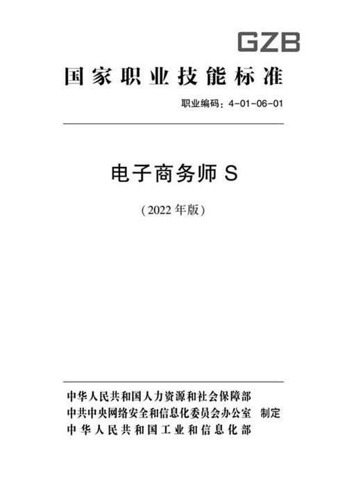 国家职业标准 GZB 4-01-06-01 电子商务师S (2022)