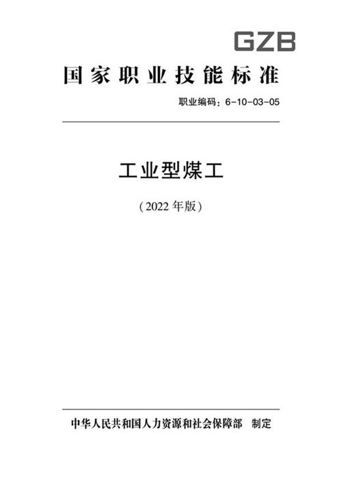 国家职业标准 GZB 6-10-03-05 工业型煤工 (2022)