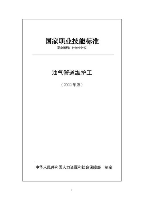 国家职业标准 GZB 6-16-02-12 油气管道维护工 (2022)