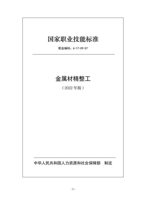 国家职业标准 GZB 6-17-09-07 金属材精整工 (2022)