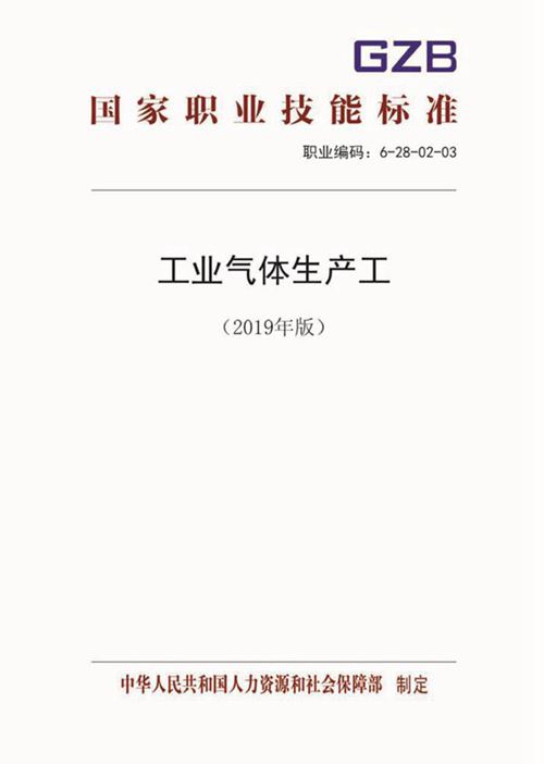 国家职业标准 GZB 6-28-02-03 工业气体生产工 (2019)