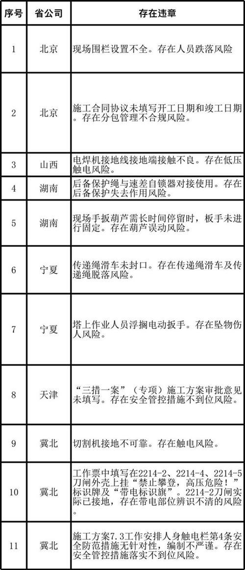 国网违章明细(2023年完整版)