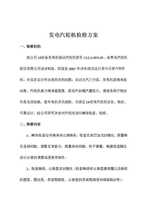 发电汽轮机检修方案