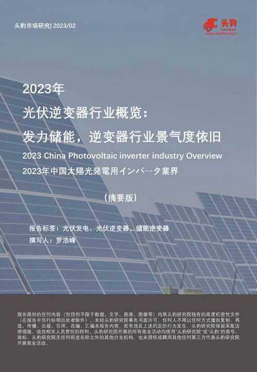 2023年光伏逆变器行业概览-发力储能-逆变器行业景气度依旧(摘要版)-头豹研究院
