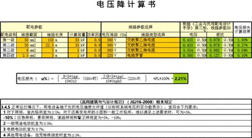 Excel版 低压电压降自动计算表