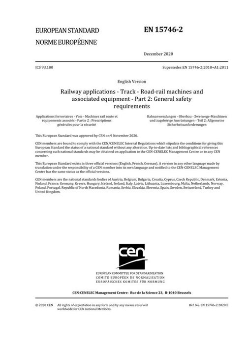 EN 15746-2-2020 铁路应用 轨道 道路轨道车辆及相关设备 第2部分 一般安全要求