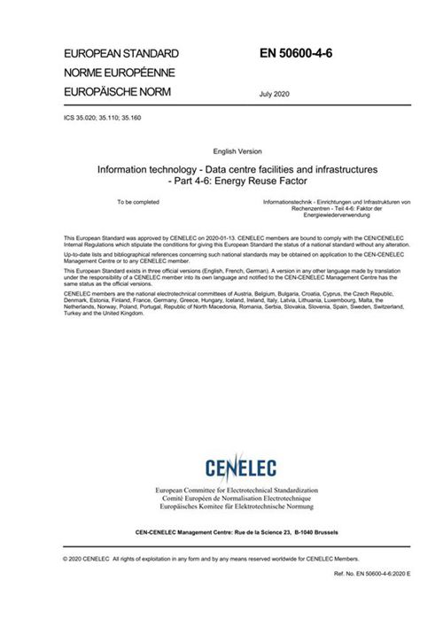 EN 50600-4-6-2020 信息技术 数据中心设施和基础设施 第4-2部分 电力使用效率