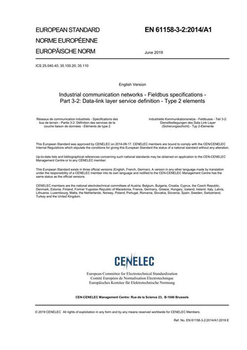EN 61158-3-2-2014 A1-2019 工业通信网络 现场总线规范 第3-2部分 数据链路层服务定义 第2类元素