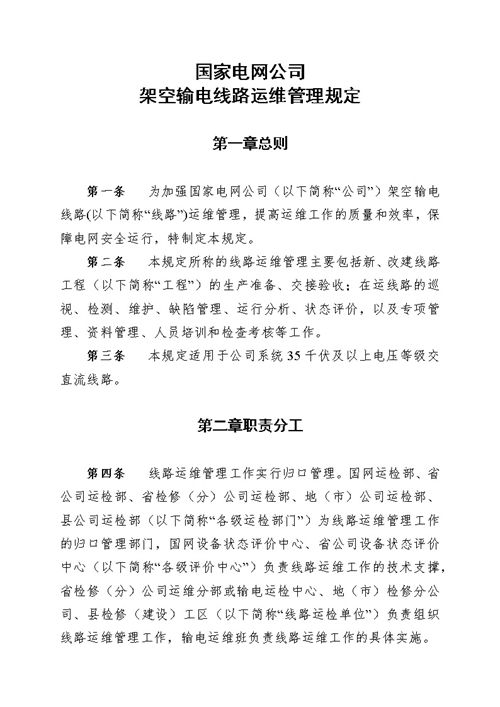 国家电网公司架空输电线路运维管理规定