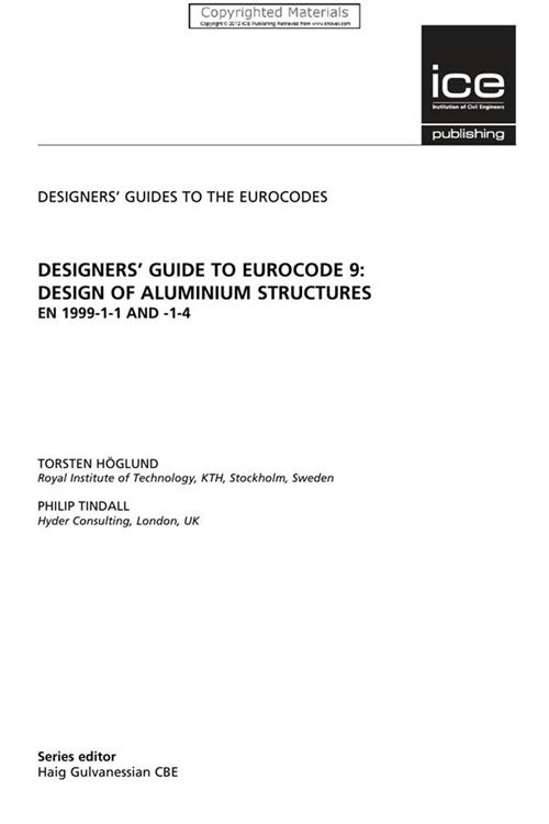 英文版 欧洲规范 9 铝结构设计设计师指南 EN 1999-1-1 和 -1-4