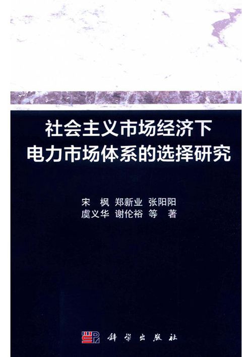 社会主义市场经济下电力市场体系的选择研究 宋枫等著 (2020版)