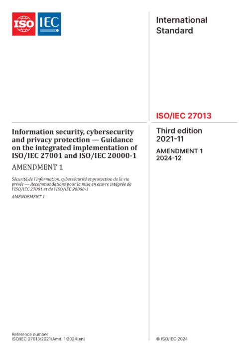 ISO/IEC 27013:2021/AMD1:2024