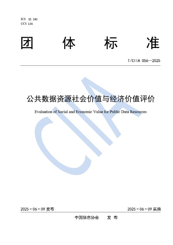 T/CIIA 056-2025 公共数据资源社会价值与经济价值评价