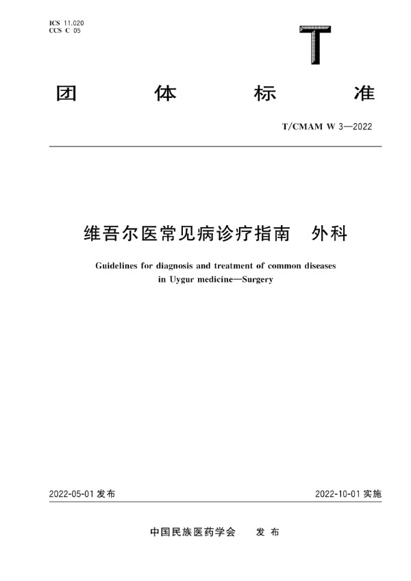 T/CMAM W_3-2022 维吾尔医常见病诊疗指南 外科