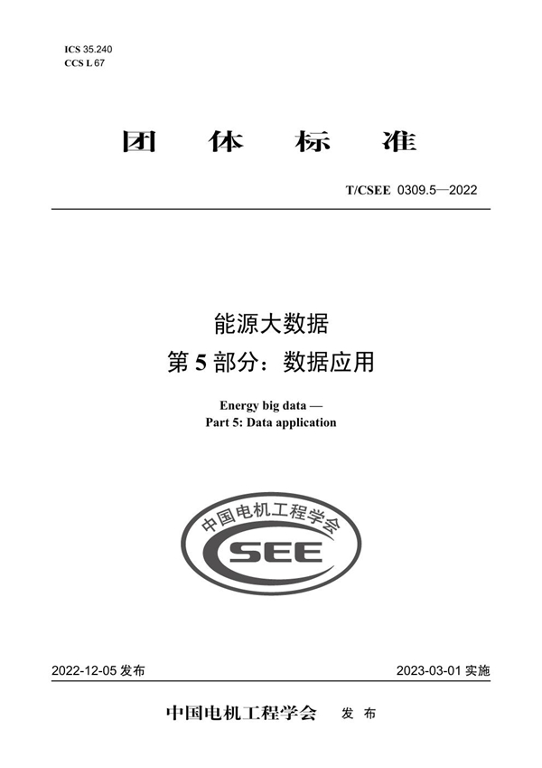 T/CSEE 0309.5-2022 能源大数据 第 5 部分:数据应用
