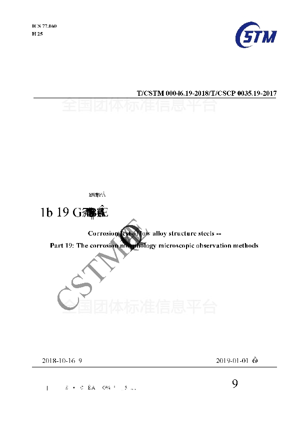 T/CSTM 00046.19-2018 低合金结构钢腐蚀试验 第19部分:腐蚀微观形貌观察分析方法