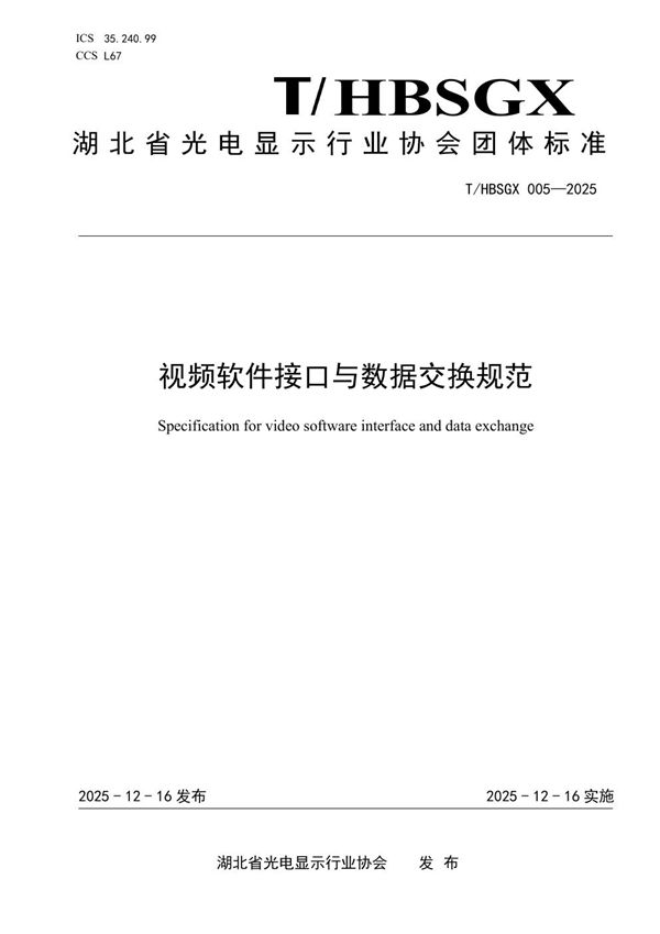 T/HBSGX 005-2025 视频软件接口与数据交换规范