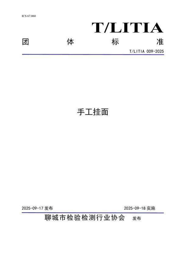T/LITIA 009-2025 手工挂面