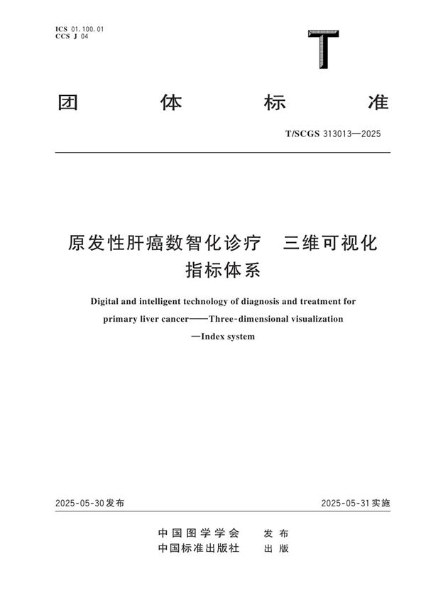 T/SCGS 313013-2025 原发性肝癌数智化诊疗 三维可视化 指标体系