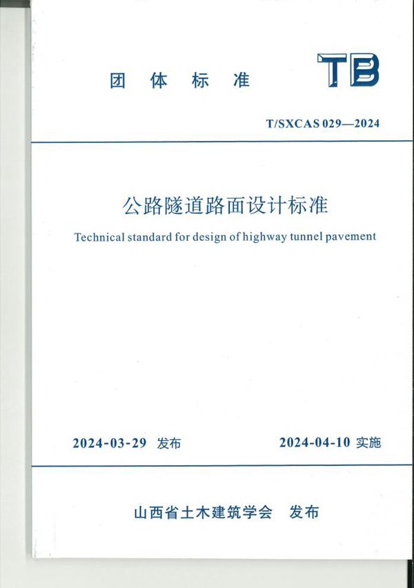 T/SXCAS 029-2024 公路隧道路面设计标准