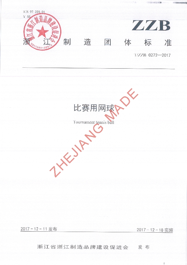 T/ZZB 0272-2017 比赛用网球