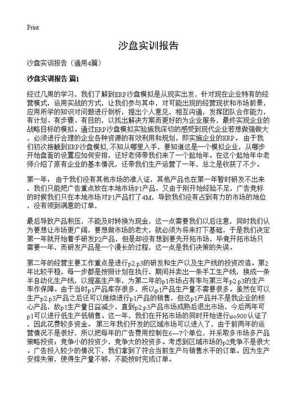 沙盘实训报告 (共8页)