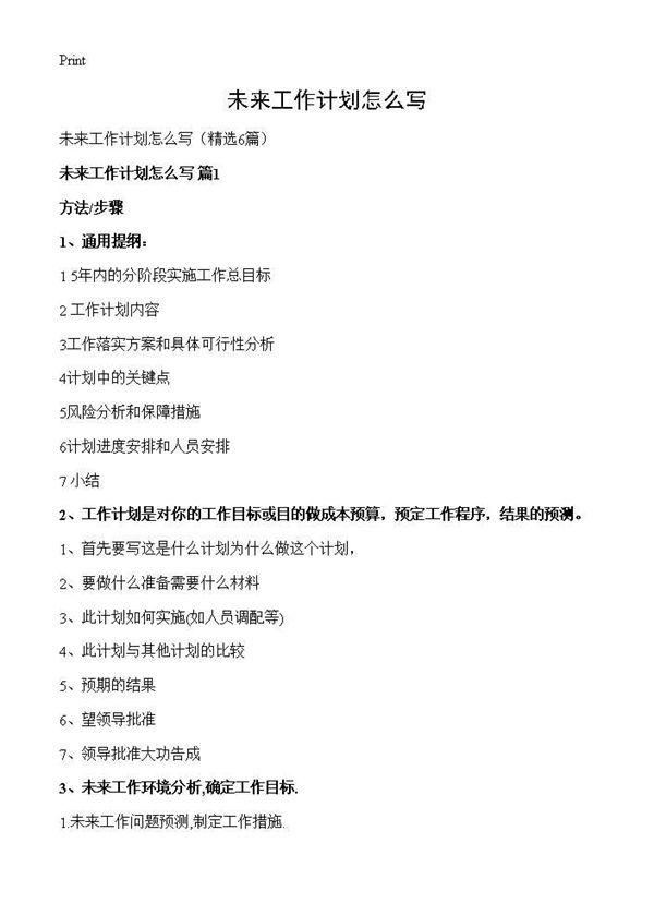 未来工作计划怎么写 (共6页)