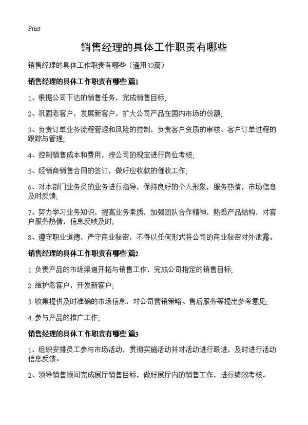 销售经理的具体工作职责有哪些 (共11页)