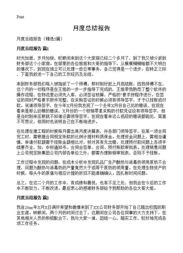 月度总结报告 (共6页)