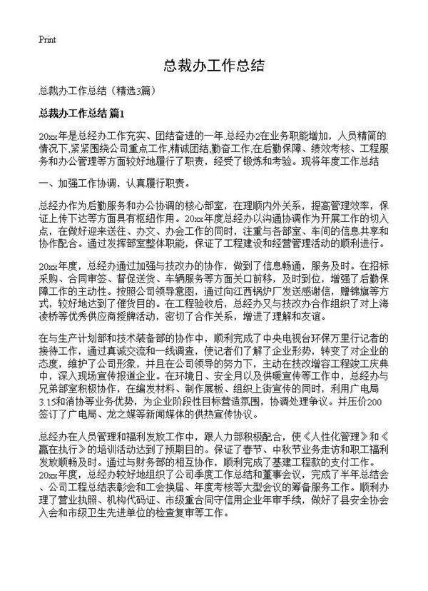 总裁办工作总结 (共7页)